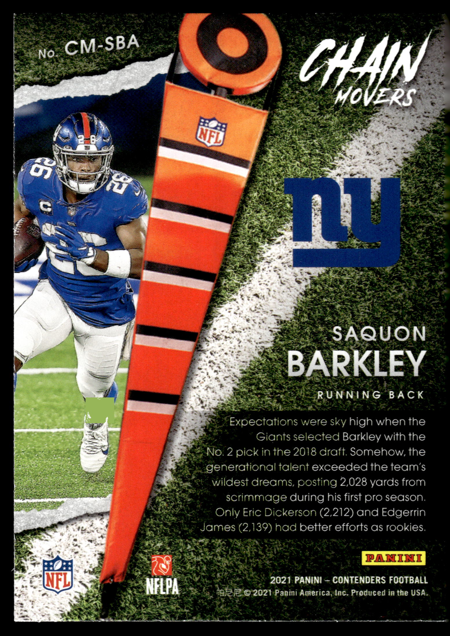 2021 Panini Contenders #CM-SBA Saquon Barkley Chain Movers Ruby