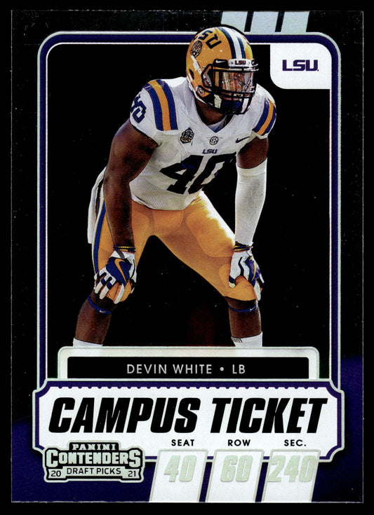 2021 Panini Contenders Draft Picks #83 Devin White Campus Ticket