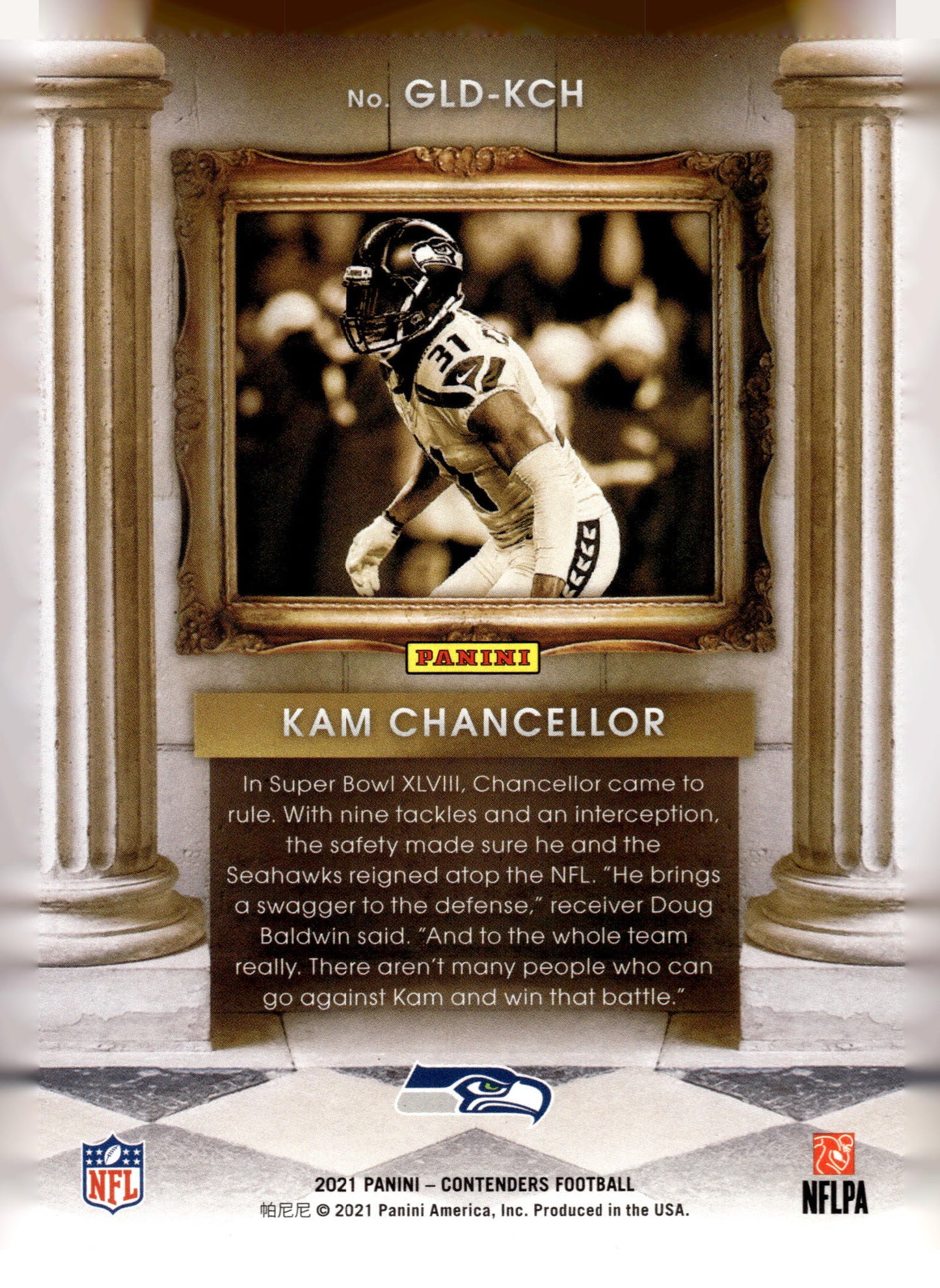 2021 Panini Contenders #GLD-KCH Kam Chancellor Gladiators